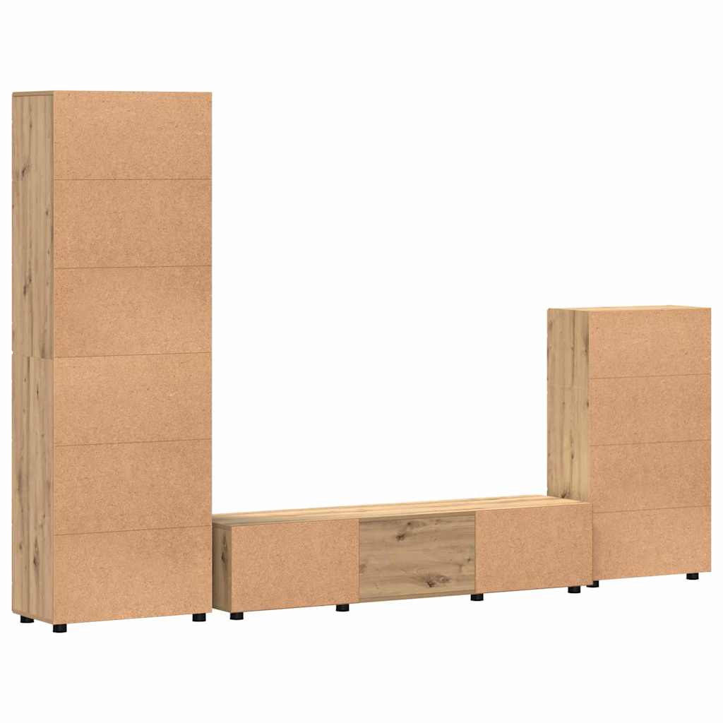 Komplettset TV-Wand | Highboard | Lowboard | Vitrinenschrank | 3-teiliges Set