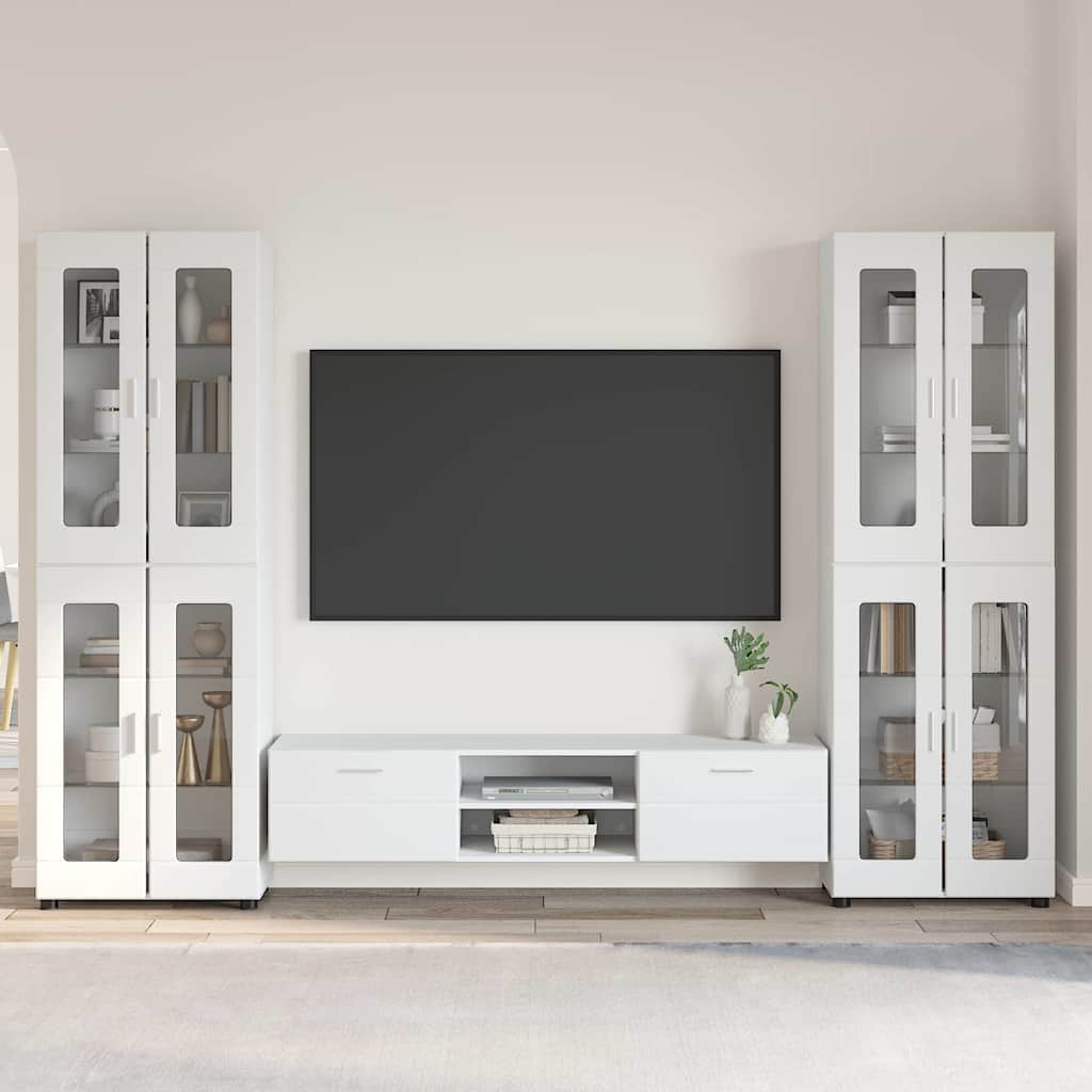 TV-Schrankset | 2 Hochränke / Highboard | Lowboard | Vitrinenschrank | 3-tlg Set