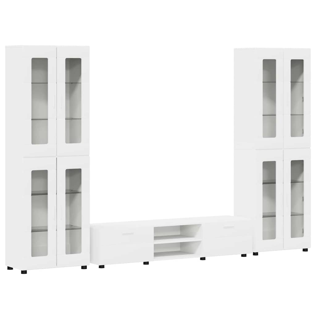 TV-Schrankset | 2 Hochränke / Highboard | Lowboard | Vitrinenschrank | 3-tlg Set