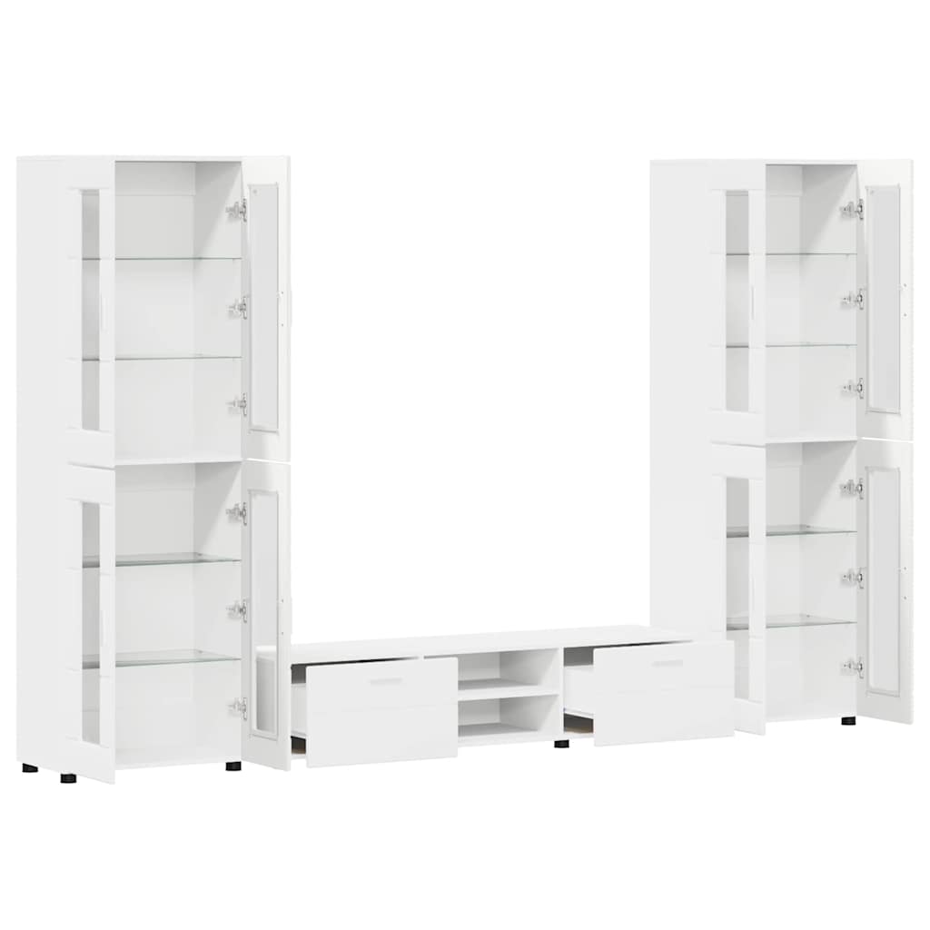 TV-Schrankset | 2 Hochränke / Highboard | Lowboard | Vitrinenschrank | 3-tlg Set