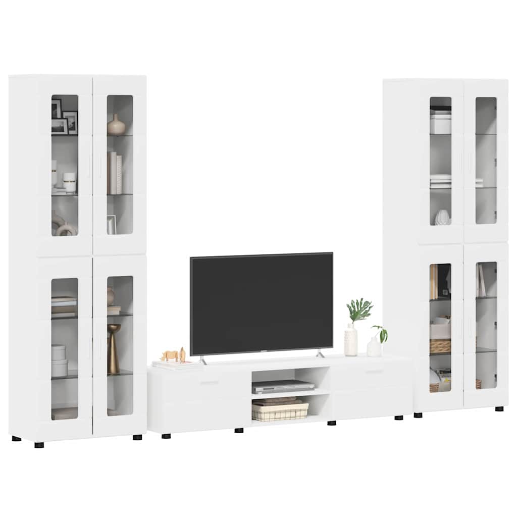 TV-Schrankset | 2 Hochränke / Highboard | Lowboard | Vitrinenschrank | 3-tlg Set