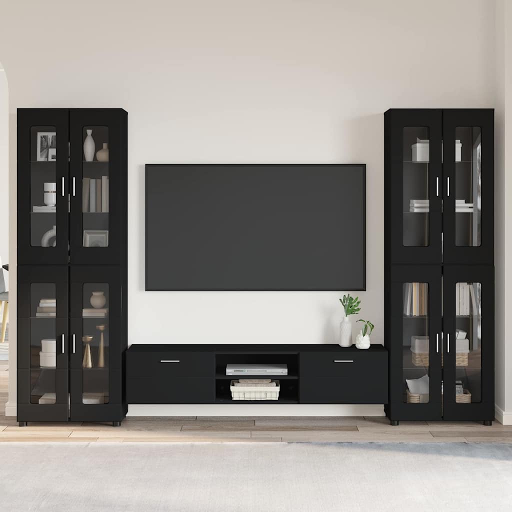 TV-Schrankset | 2 Hochränke / Highboard | Lowboard | Vitrinenschrank | 3-tlg Set