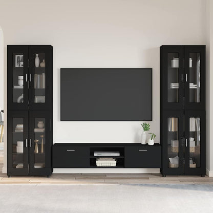 TV-Schrankset | 2 Hochränke / Highboard | Lowboard | Vitrinenschrank | 3-tlg Set