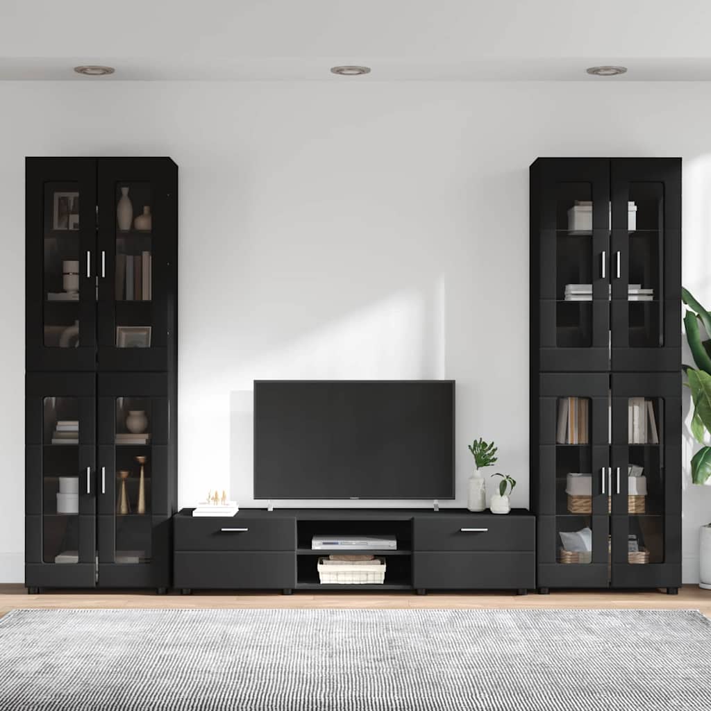 TV-Schrankset | 2 Hochränke / Highboard | Lowboard | Vitrinenschrank | 3-tlg Set