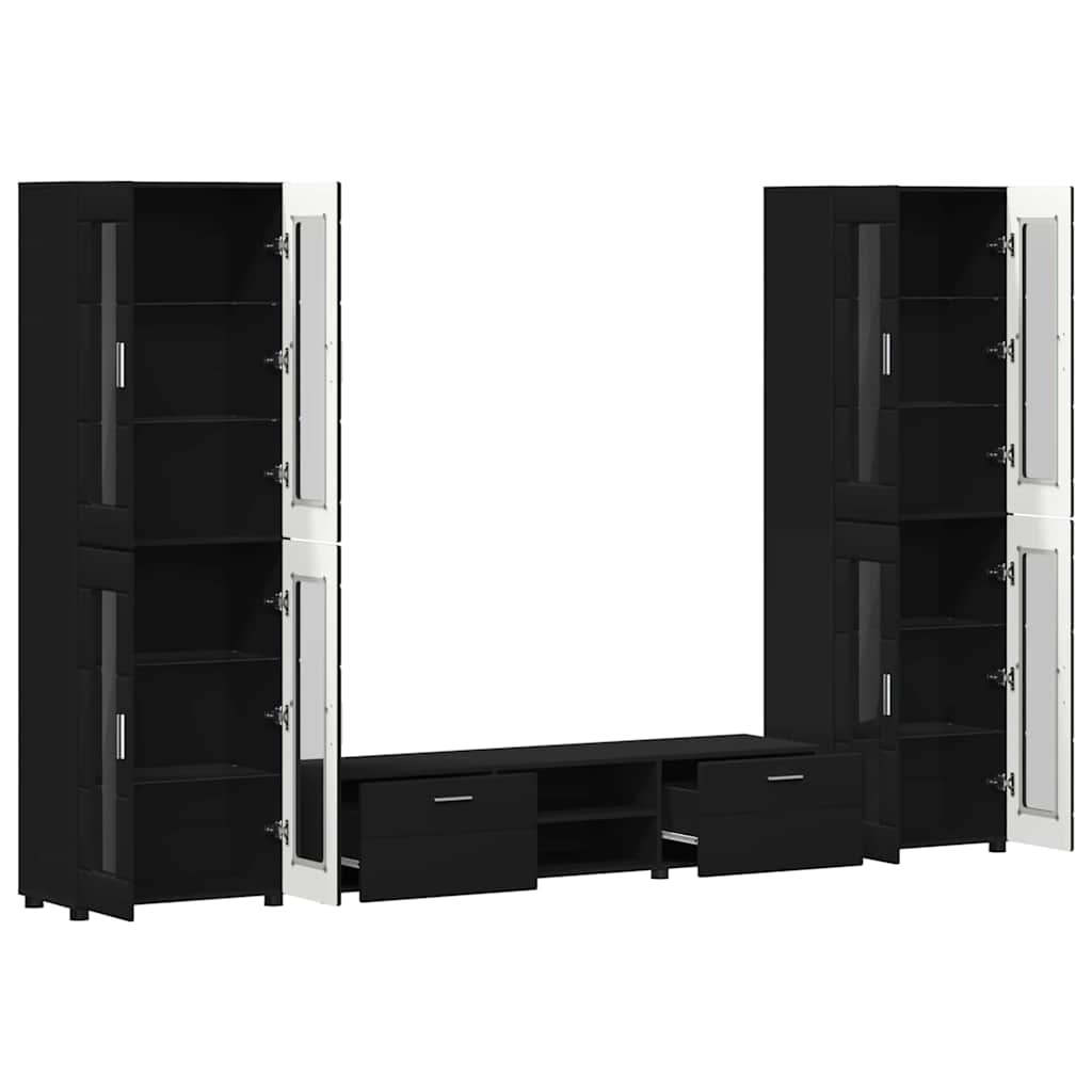 TV-Schrankset | 2 Hochränke / Highboard | Lowboard | Vitrinenschrank | 3-tlg Set