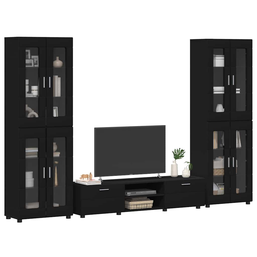 TV-Schrankset | 2 Hochränke / Highboard | Lowboard | Vitrinenschrank | 3-tlg Set