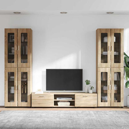 TV-Schrankset | 2 Hochränke / Highboard | Lowboard | Vitrinenschrank | 3-tlg Set