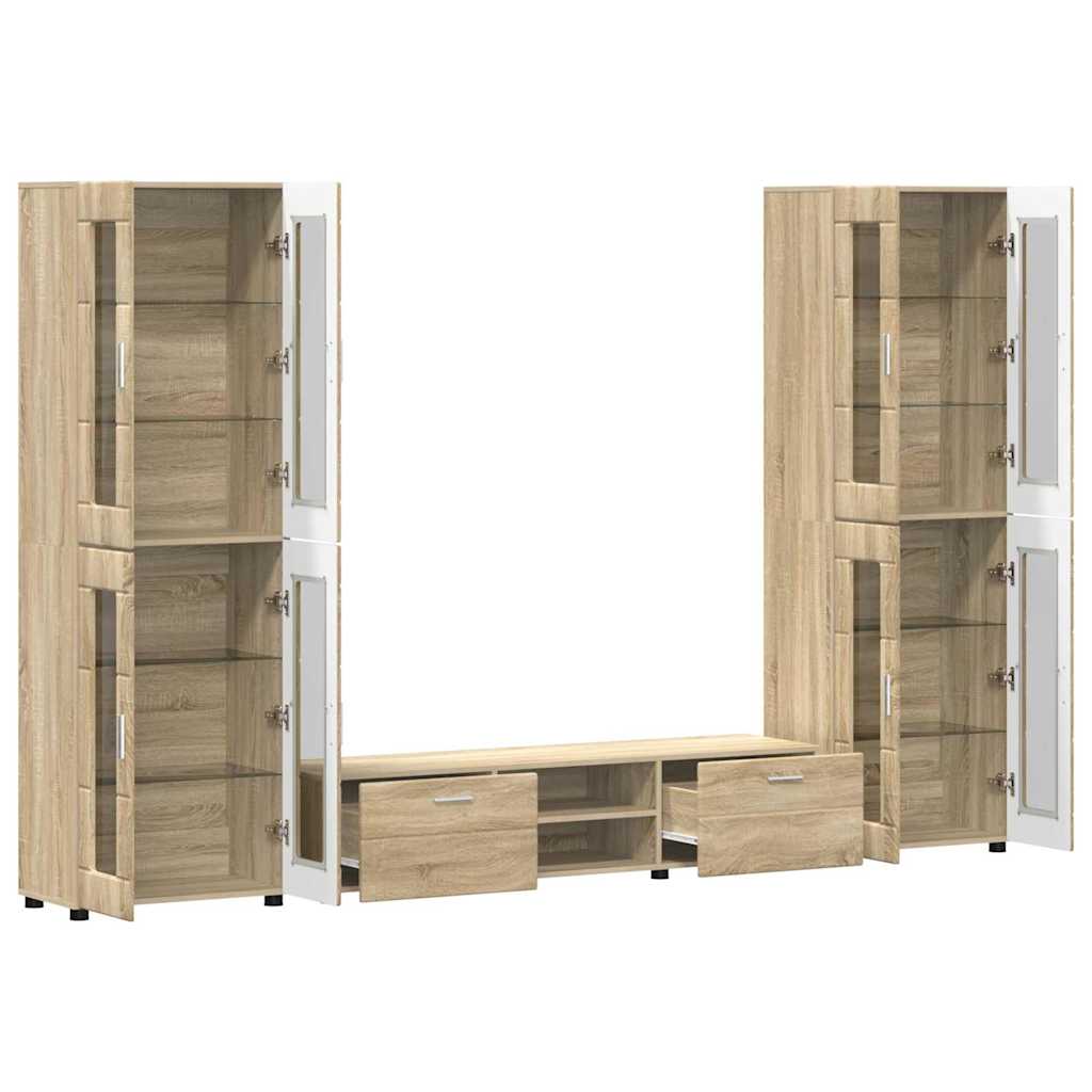 TV-Schrankset | 2 Hochränke / Highboard | Lowboard | Vitrinenschrank | 3-tlg Set
