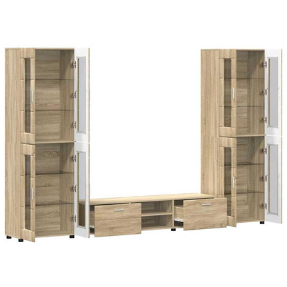 TV-Schrankset | 2 Hochränke / Highboard | Lowboard | Vitrinenschrank | 3-tlg Set