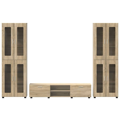 TV-Schrankset | 2 Hochränke / Highboard | Lowboard | Vitrinenschrank | 3-tlg Set