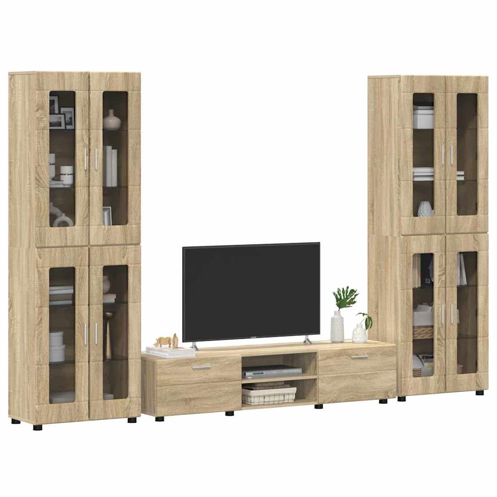 TV-Schrankset | 2 Hochränke / Highboard | Lowboard | Vitrinenschrank | 3-tlg Set
