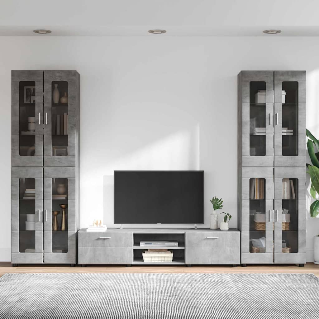 TV-Schrankset | 2 Hochränke / Highboard | Lowboard | Vitrinenschrank | 3-tlg Set