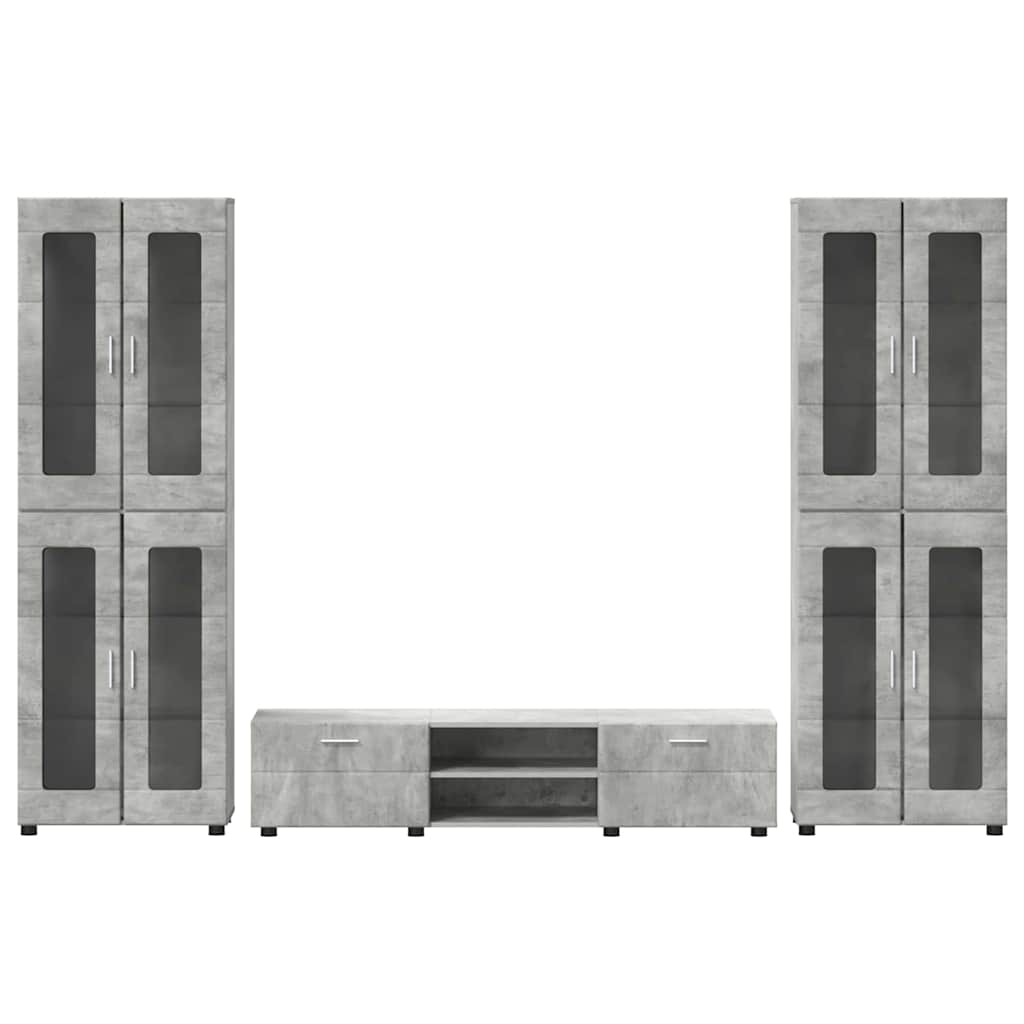 TV-Schrankset | 2 Hochränke / Highboard | Lowboard | Vitrinenschrank | 3-tlg Set