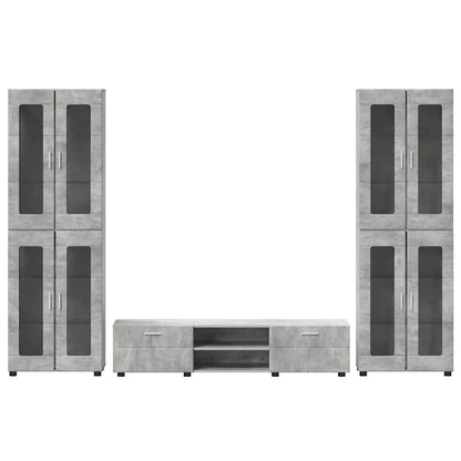 TV-Schrankset | 2 Hochränke / Highboard | Lowboard | Vitrinenschrank | 3-tlg Set