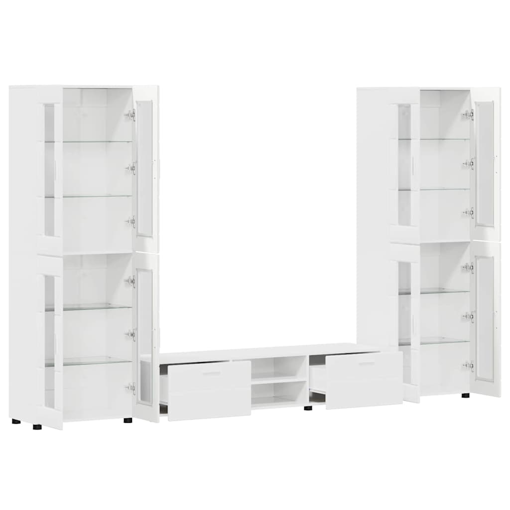 TV-Schrankset | 2 Hochränke / Highboard | Lowboard | Vitrinenschrank | 3-tlg Set