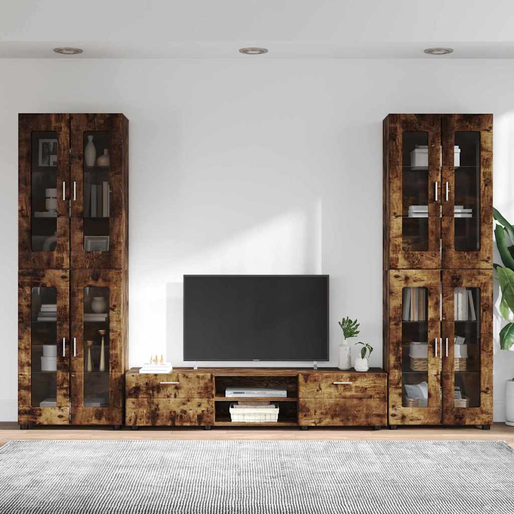TV-Schrankset | 2 Hochränke / Highboard | Lowboard | Vitrinenschrank | 3-tlg Set