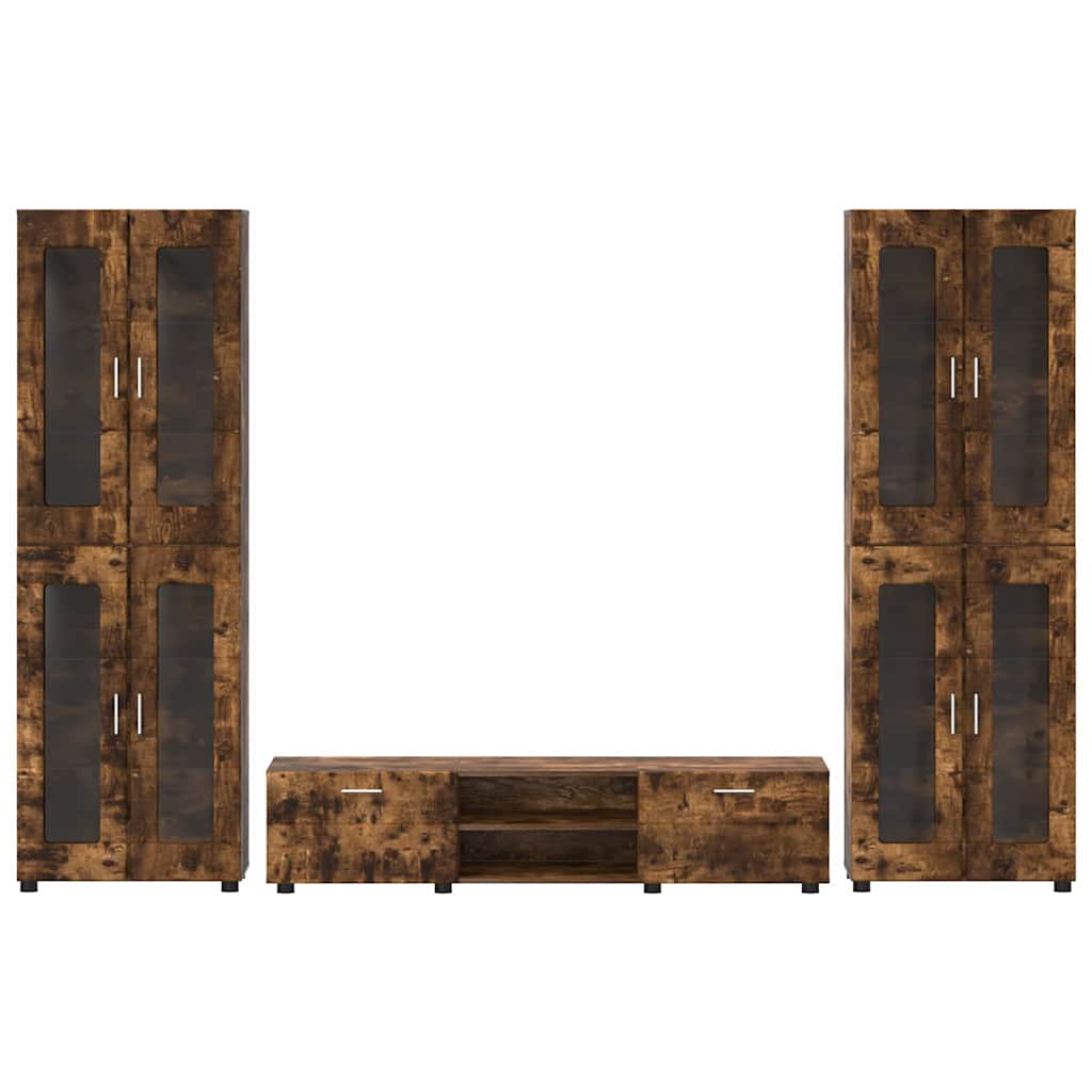 TV-Schrankset | 2 Hochränke / Highboard | Lowboard | Vitrinenschrank | 3-tlg Set