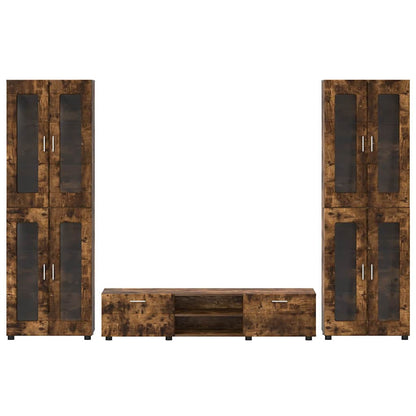 TV-Schrankset | 2 Hochränke / Highboard | Lowboard | Vitrinenschrank | 3-tlg Set