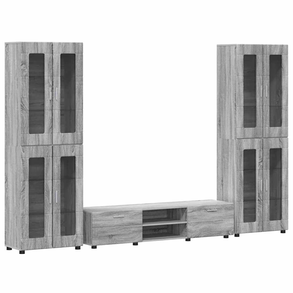 TV-Schrankset | 2 Hochränke / Highboard | Lowboard | Vitrinenschrank | 3-tlg Set