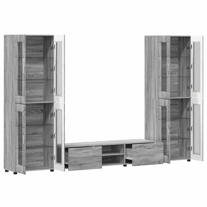 TV-Schrankset | 2 Hochränke / Highboard | Lowboard | Vitrinenschrank | 3-tlg Set
