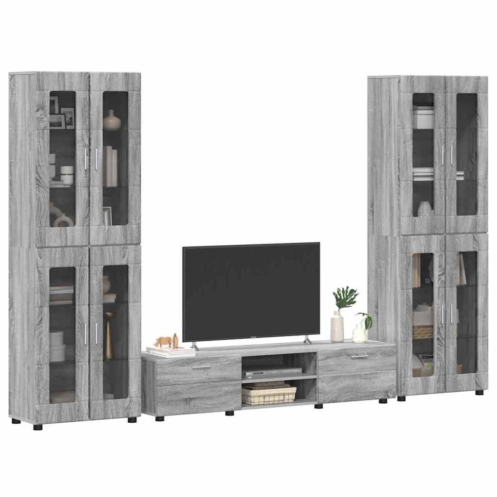 TV-Schrankset | 2 Hochränke / Highboard | Lowboard | Vitrinenschrank | 3-tlg Set