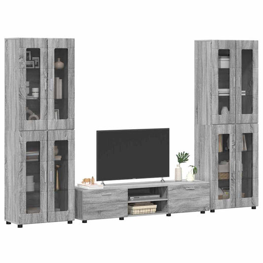 TV-Schrankset | 2 Hochränke / Highboard | Lowboard | Vitrinenschrank | 3-tlg Set