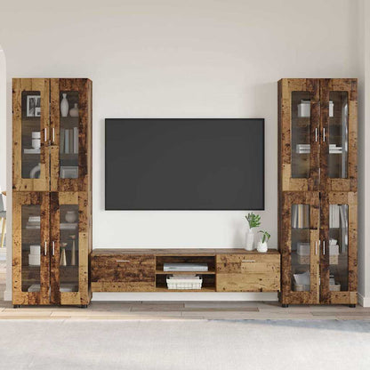 TV-Schrankset | 2 Hochränke / Highboard | Lowboard | Vitrinenschrank | 3-tlg Set