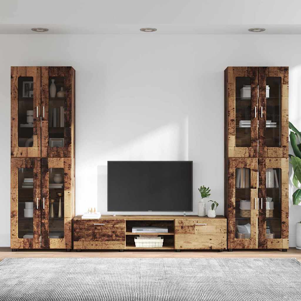 TV-Schrankset | 2 Hochränke / Highboard | Lowboard | Vitrinenschrank | 3-tlg Set
