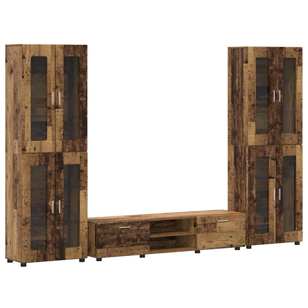 TV-Schrankset | 2 Hochränke / Highboard | Lowboard | Vitrinenschrank | 3-tlg Set