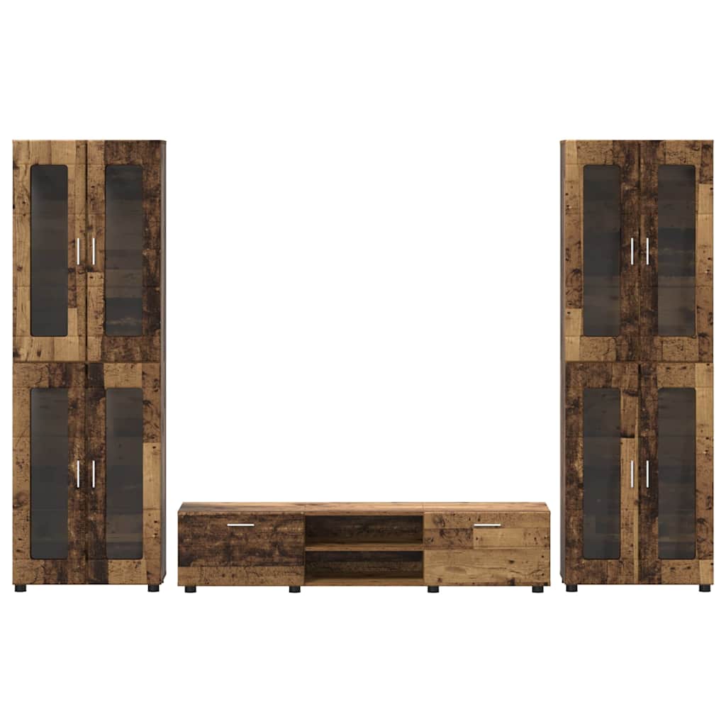 TV-Schrankset | 2 Hochränke / Highboard | Lowboard | Vitrinenschrank | 3-tlg Set