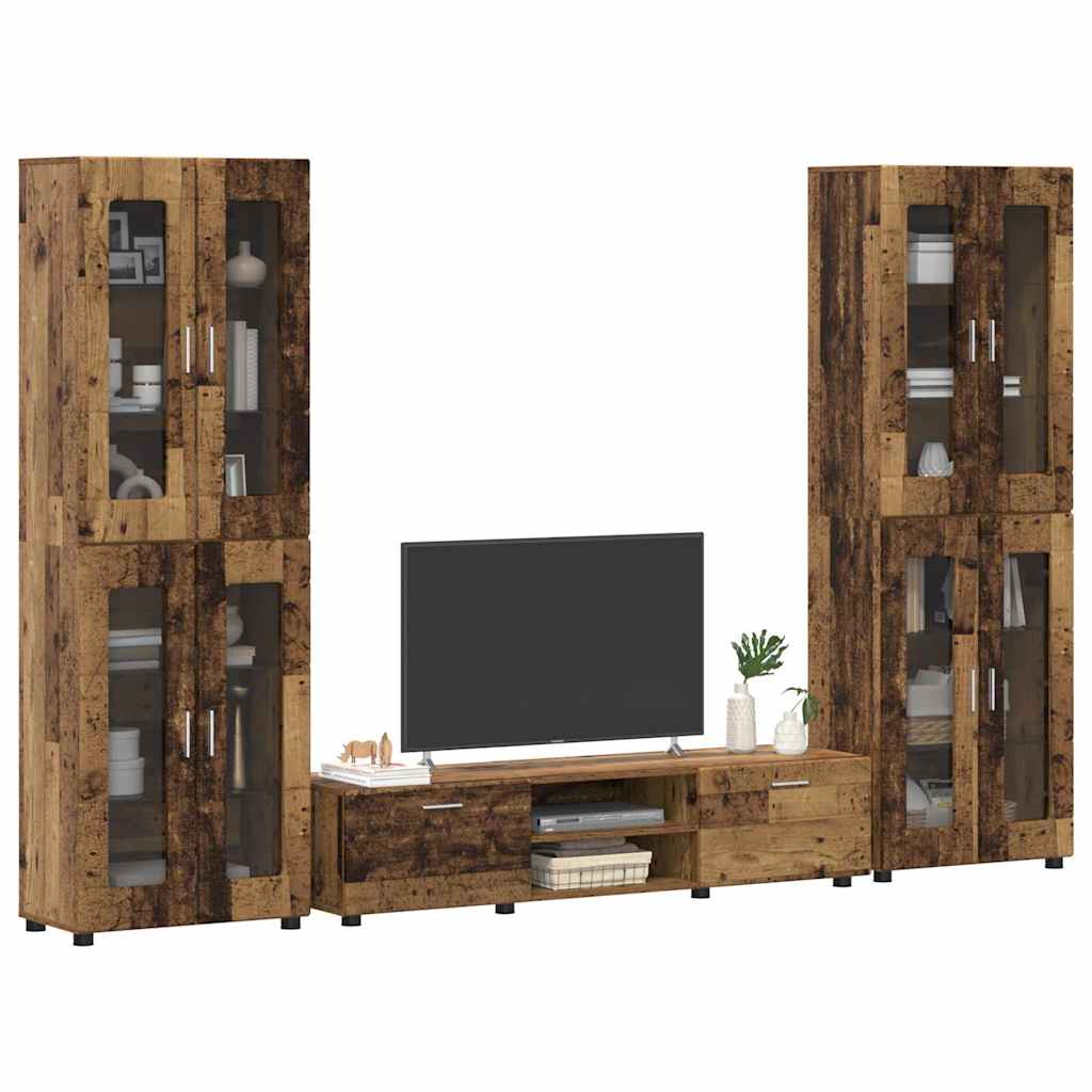 TV-Schrankset | 2 Hochränke / Highboard | Lowboard | Vitrinenschrank | 3-tlg Set