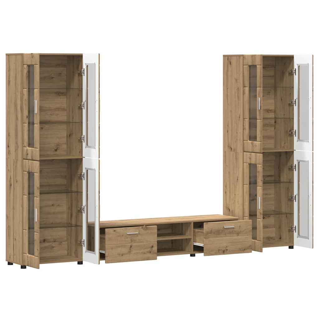TV-Schrankset | 2 Hochränke / Highboard | Lowboard | Vitrinenschrank | 3-tlg Set