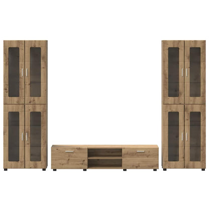 TV-Schrankset | 2 Hochränke / Highboard | Lowboard | Vitrinenschrank | 3-tlg Set