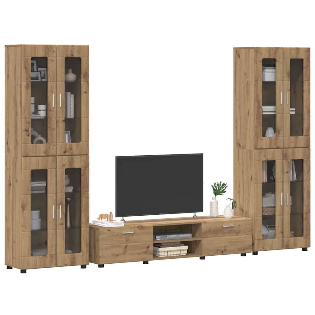 TV-Schrankset | 2 Hochränke / Highboard | Lowboard | Vitrinenschrank | 3-tlg Set