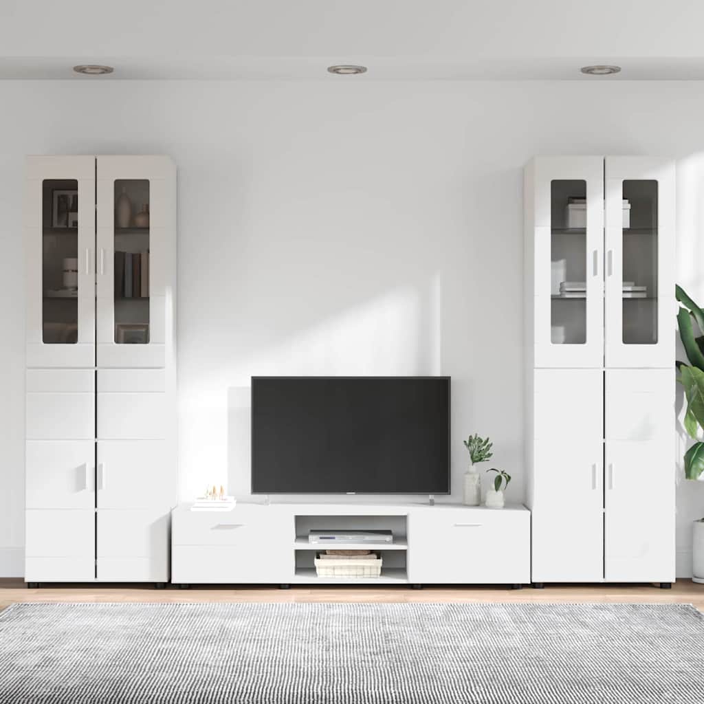 TV-Schrankset | 2 Hochränke / Highboard | Lowboard | Vitrinenschrank | 3-tlg Set