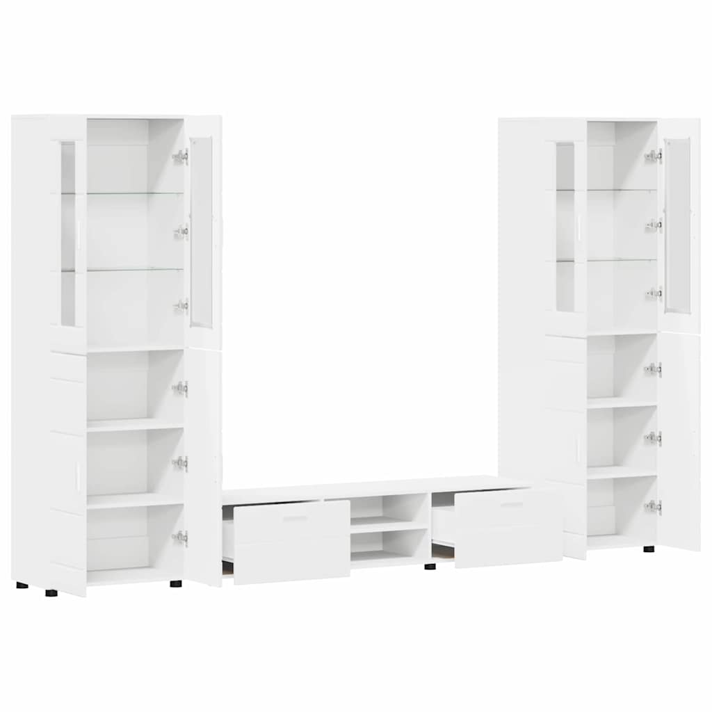 TV-Schrankset | 2 Hochränke / Highboard | Lowboard | Vitrinenschrank | 3-tlg Set
