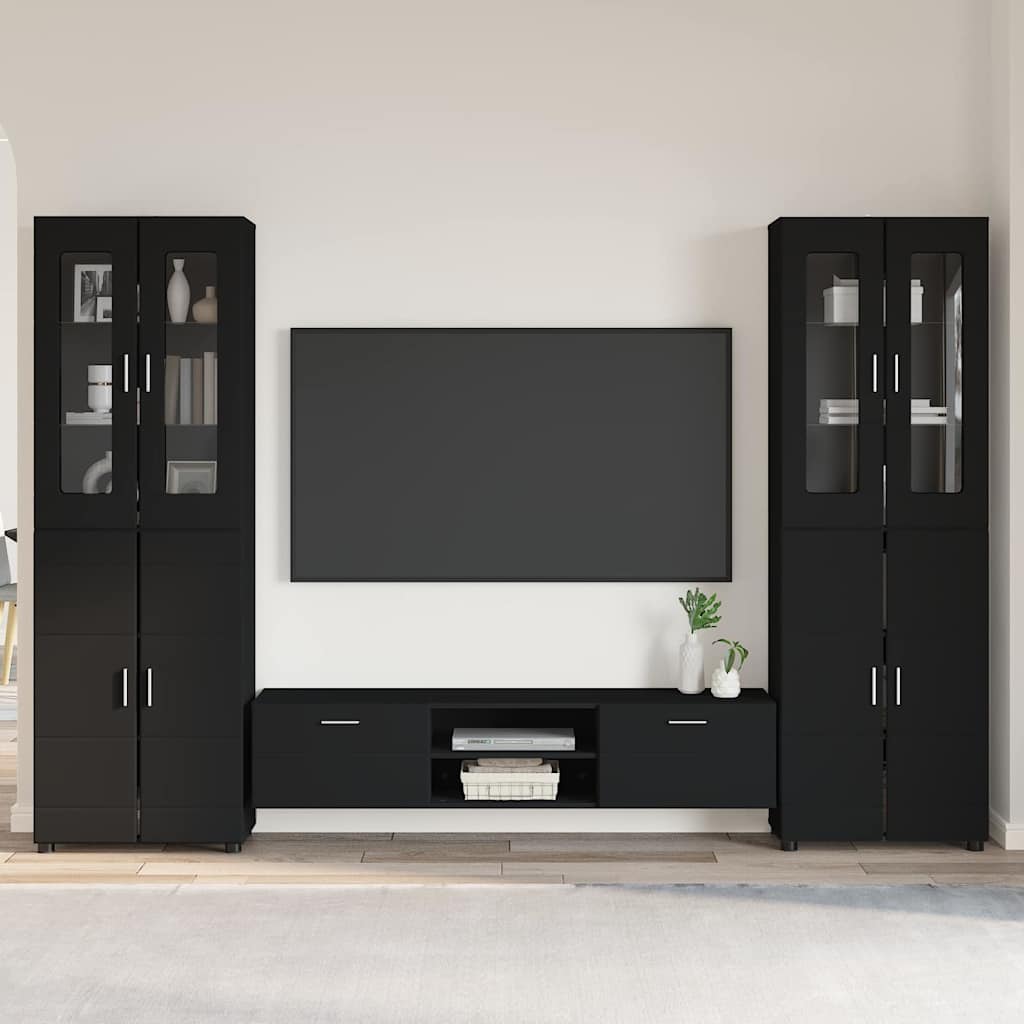 TV-Schrankset | 2 Hochränke / Highboard | Lowboard | Vitrinenschrank | 3-tlg Set