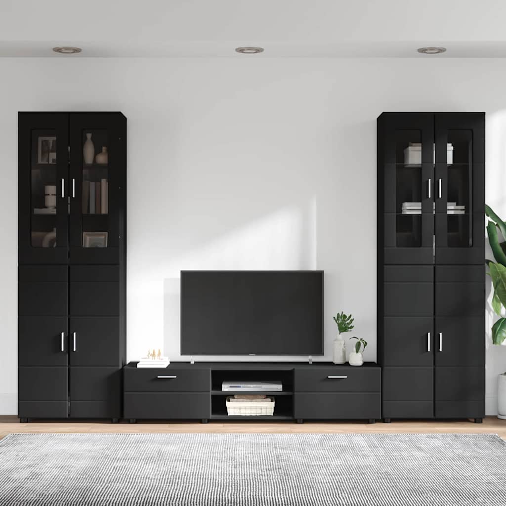 TV-Schrankset | 2 Hochränke / Highboard | Lowboard | Vitrinenschrank | 3-tlg Set