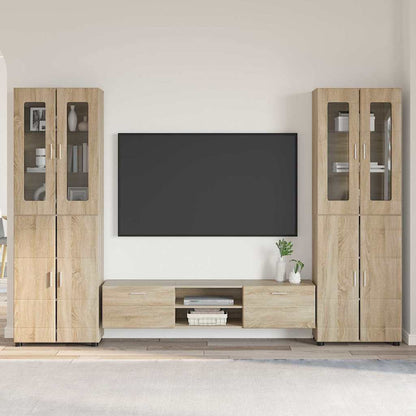 TV-Schrankset | 2 Hochränke / Highboard | Lowboard | Vitrinenschrank | 3-tlg Set