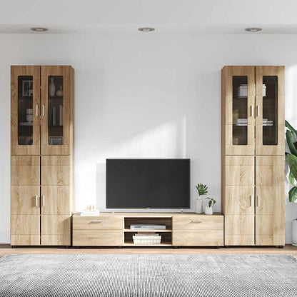 TV-Schrankset | 2 Hochränke / Highboard | Lowboard | Vitrinenschrank | 3-tlg Set