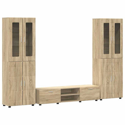 TV-Schrankset | 2 Hochränke / Highboard | Lowboard | Vitrinenschrank | 3-tlg Set