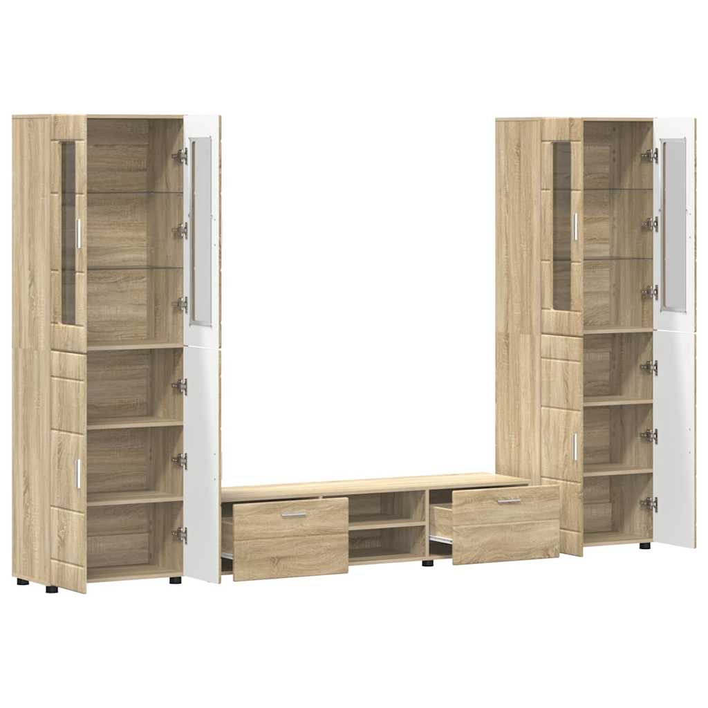 TV-Schrankset | 2 Hochränke / Highboard | Lowboard | Vitrinenschrank | 3-tlg Set