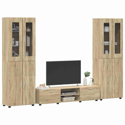 TV-Schrankset | 2 Hochränke / Highboard | Lowboard | Vitrinenschrank | 3-tlg Set