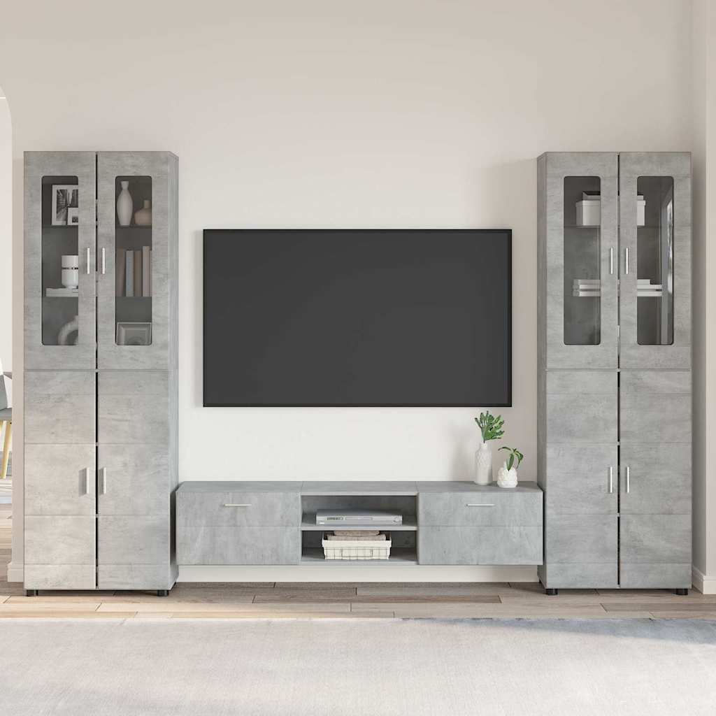 TV-Schrankset | 2 Hochränke / Highboard | Lowboard | Vitrinenschrank | 3-tlg Set