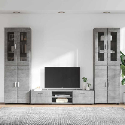 TV-Schrankset | 2 Hochränke / Highboard | Lowboard | Vitrinenschrank | 3-tlg Set