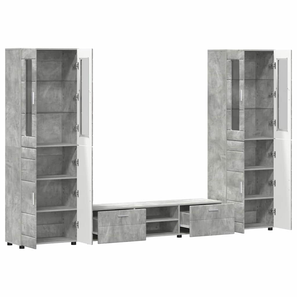 TV-Schrankset | 2 Hochränke / Highboard | Lowboard | Vitrinenschrank | 3-tlg Set