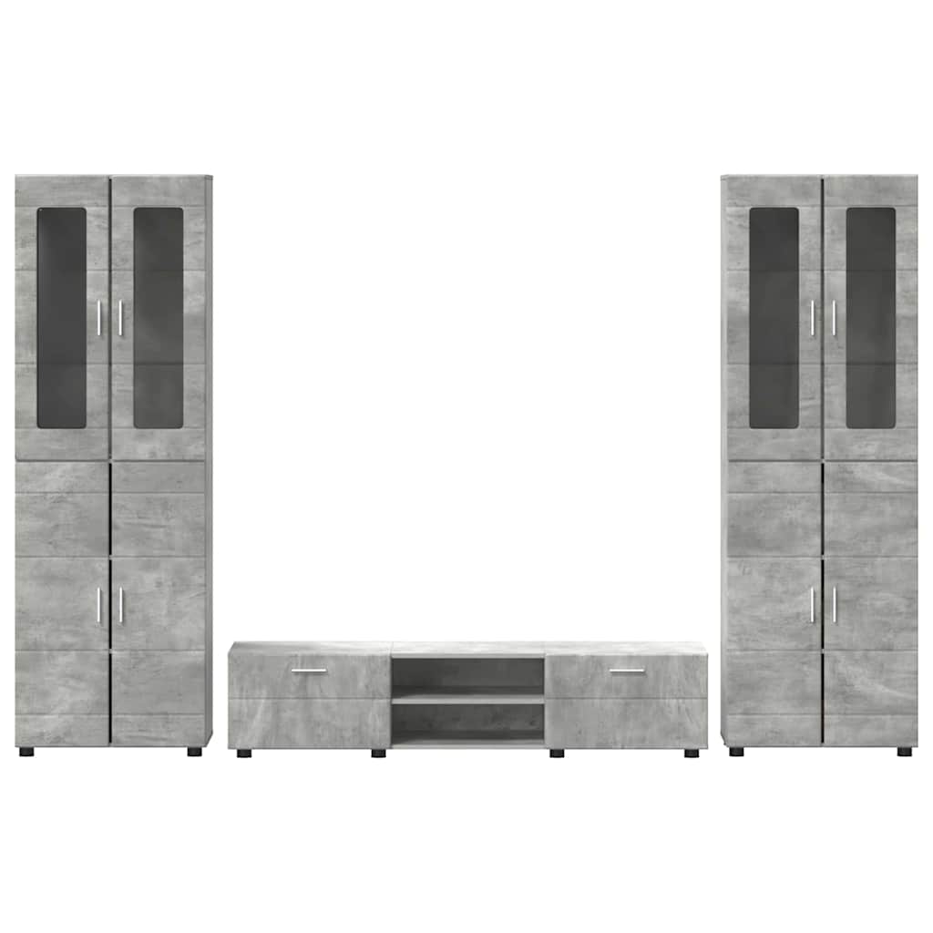 TV-Schrankset | 2 Hochränke / Highboard | Lowboard | Vitrinenschrank | 3-tlg Set