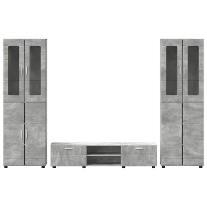 TV-Schrankset | 2 Hochränke / Highboard | Lowboard | Vitrinenschrank | 3-tlg Set