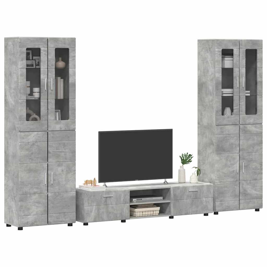 TV-Schrankset | 2 Hochränke / Highboard | Lowboard | Vitrinenschrank | 3-tlg Set