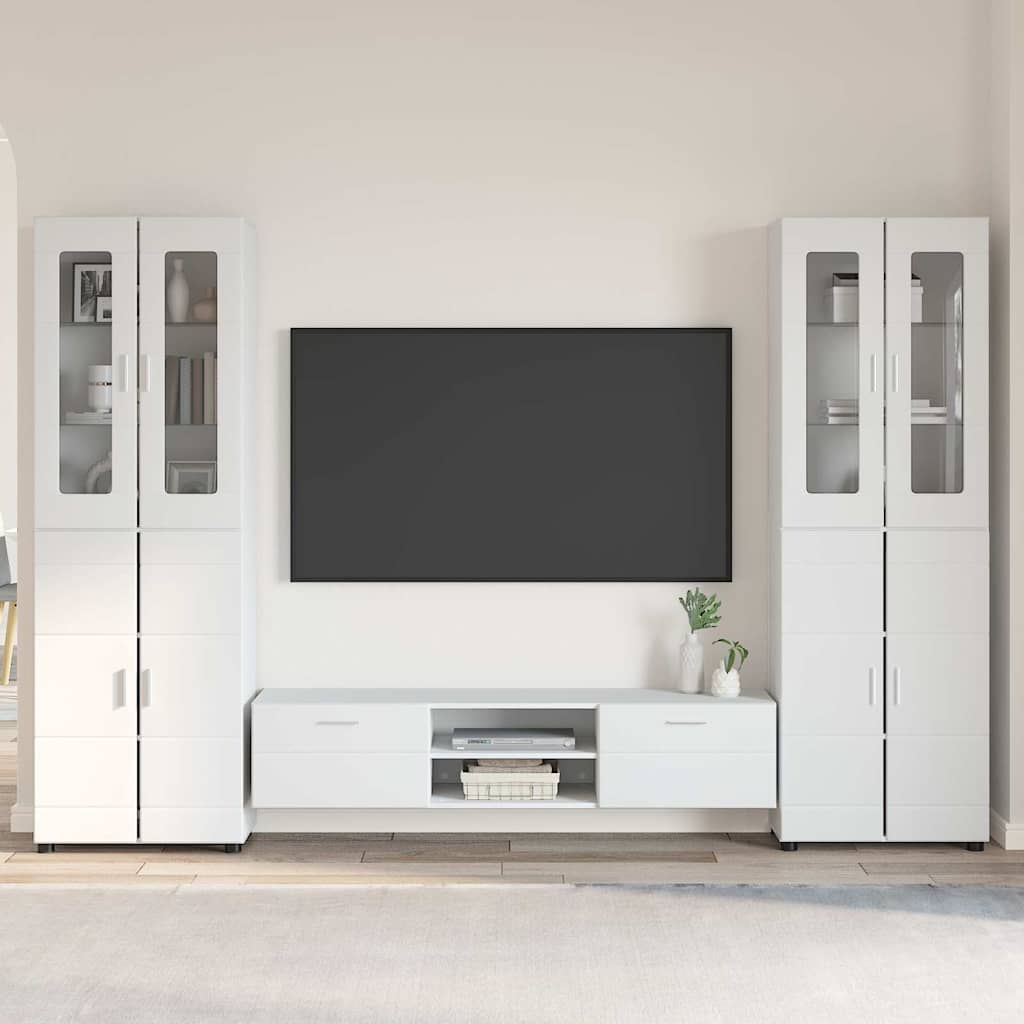 TV-Schrankset | 2 Hochränke / Highboard | Lowboard | Vitrinenschrank | 3-tlg Set